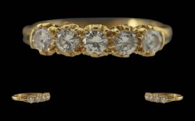 Ladies Excellent Quality 18ct Gold Five Stone Diamond Set Ring, raised setting. Full hallmark to