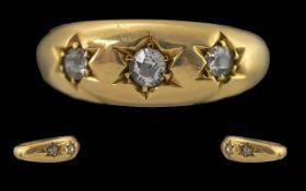 Victorian Period 1837-1901 Ladies 18ct Gold Three Stone Diamond Set Ring. Full hallmark Chester 1891