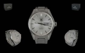 TAG Heuer Carrera Calibre 5 Automatic Day-Date Gents Stainless Steel Wrist Watch. Features Visible