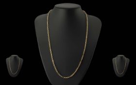 A Pleasing 9ct Gold Fancy Link Necklace / Chain of Long Length. Lobster Claw Clasp. Length 23 Inches