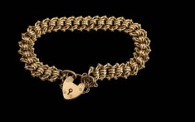 Victorian Period - Excellent Quality Ornate Designed Ladies 15ct Gold Bracelet with Heart Shaped