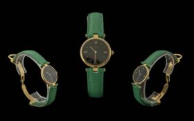 Must de Cartier Paris Ladies Gold on Silver Vermeil Quartz Wrist Watch features lizard style watch