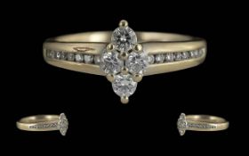 Ladies 18ct White Gold Diamond Set Dress Ring of Pleasing Form / Design. Marked 18ct - 750 to