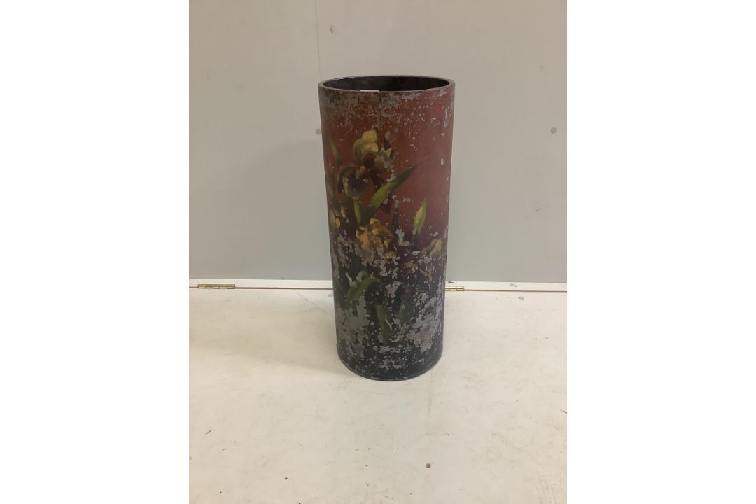 A circular Toleware stick stand, height 60cm