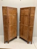 Heal & Son Ltd., London, a pair of bleached oak corner wardrobes, width 94cm, depth 53cm, height