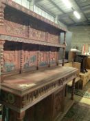 An early 20th century painted carved oak buffet, later painted, width 188cm, depth 55cm, height