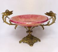 A lustreware and gilt metal tazza, 26cm high