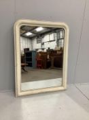 A 19th century French overmantel mirror, later painted, width 98cm, height 127cm
