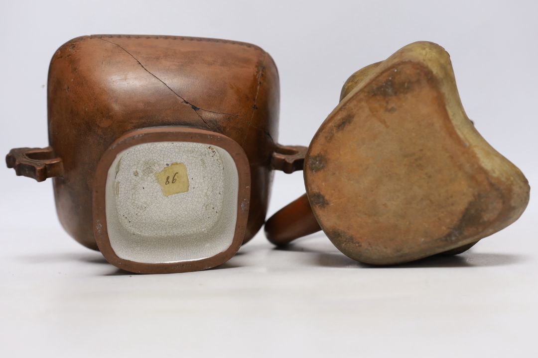 A 19th century Chinese Yixing bowl with character marks and a Peruvian vessel in the form of an owl, - Image 4 of 4