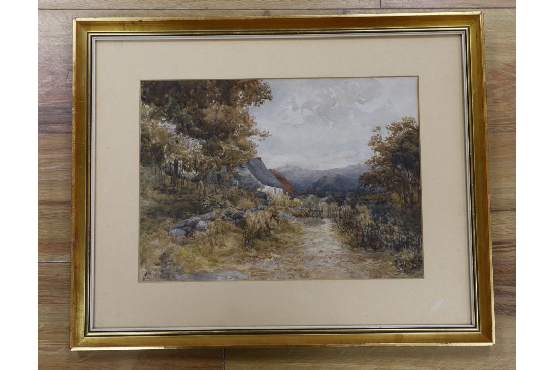 Andrew Law (Scottish, 1873-1967), watercolour, 'Brig O'Turk', signed, 24 x 33cm - Image 2 of 5