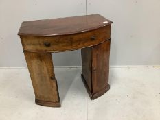 A 19th century and later bowfront enclosed dressing table, with hinged top, width 93cm, depth