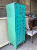 An industrial style painted metal locker, width 61cm, depth 51cm, height 182cm