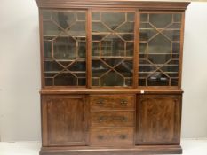 A George III mahogany library bookcase, width 206cm, depth 38cm, height 219cm