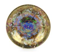 A Wedgwood Fairyland lustre ‘Jumping Faun’ Lily tray, designed by Daisy Makeig Jones, c.1925, the