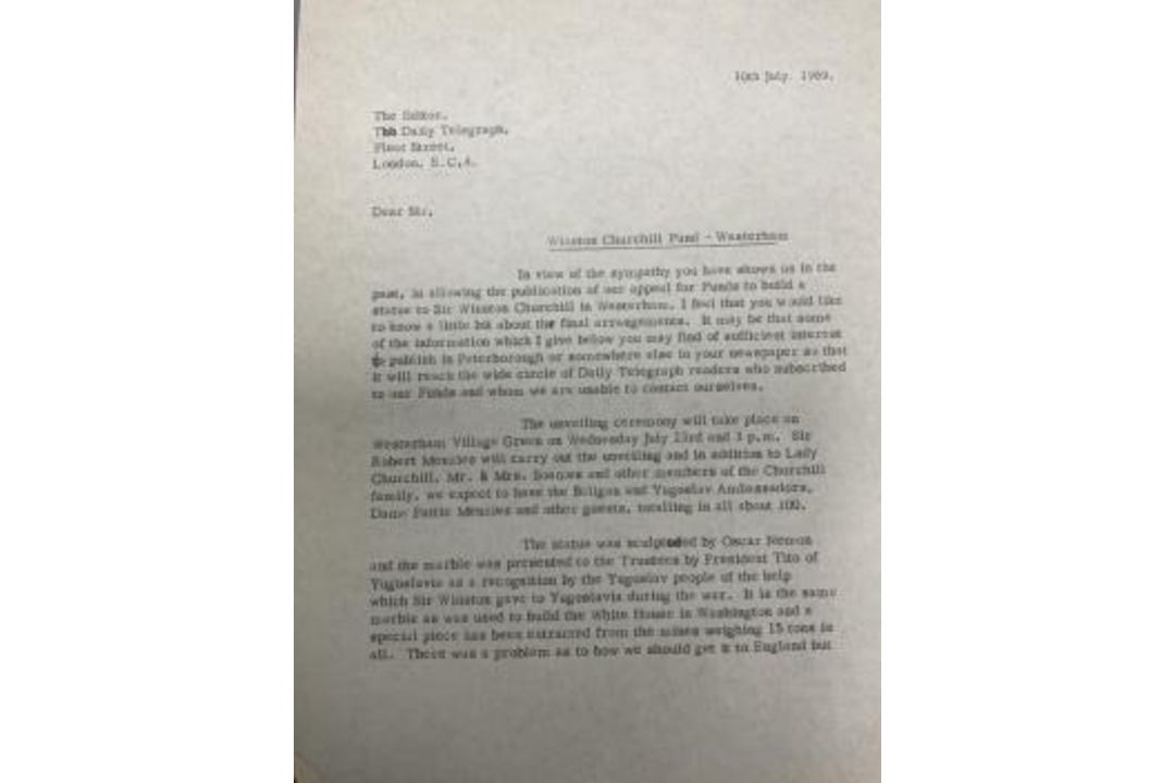 A collection of letters and other memorabilia regarding the unveiling of the Oscar Nemon (1906-1985) - Image 8 of 9