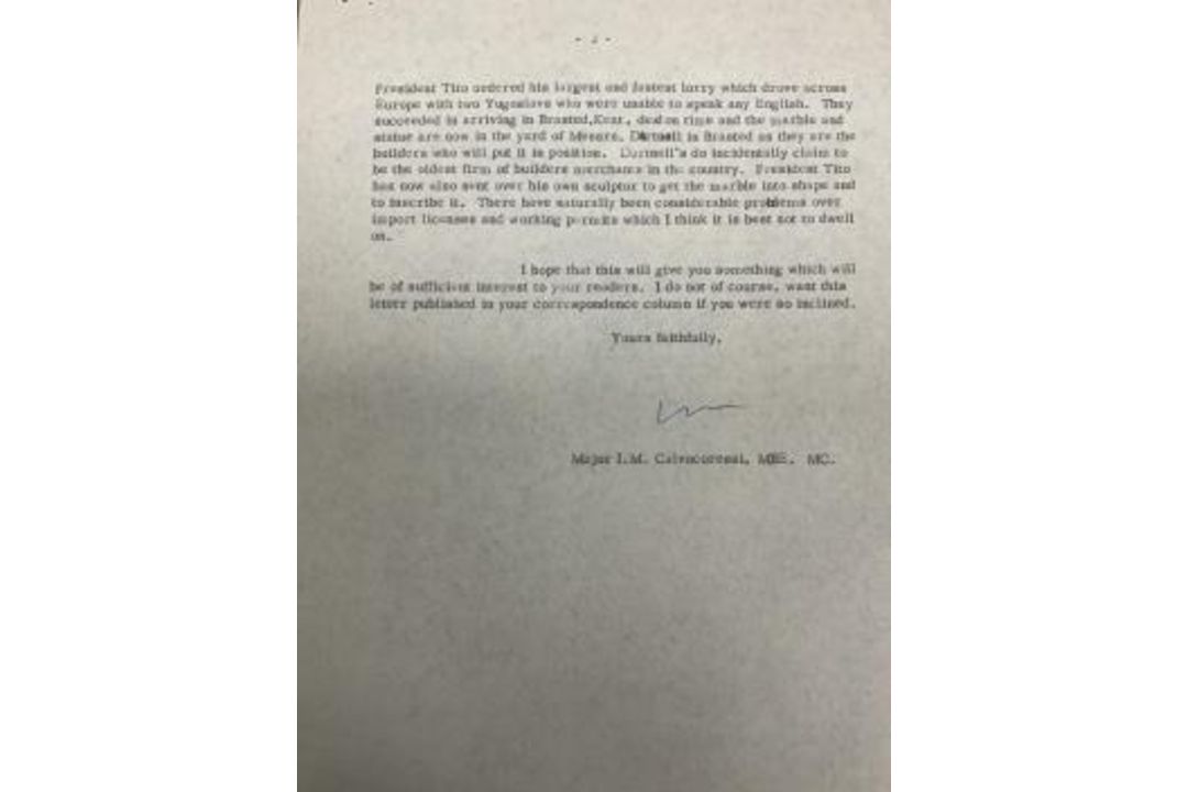 A collection of letters and other memorabilia regarding the unveiling of the Oscar Nemon (1906-1985) - Image 9 of 9