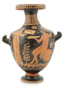 * * A Greek Apulian Red-Figured Hydria, 4th century BC, manner of the circle of the Darius and