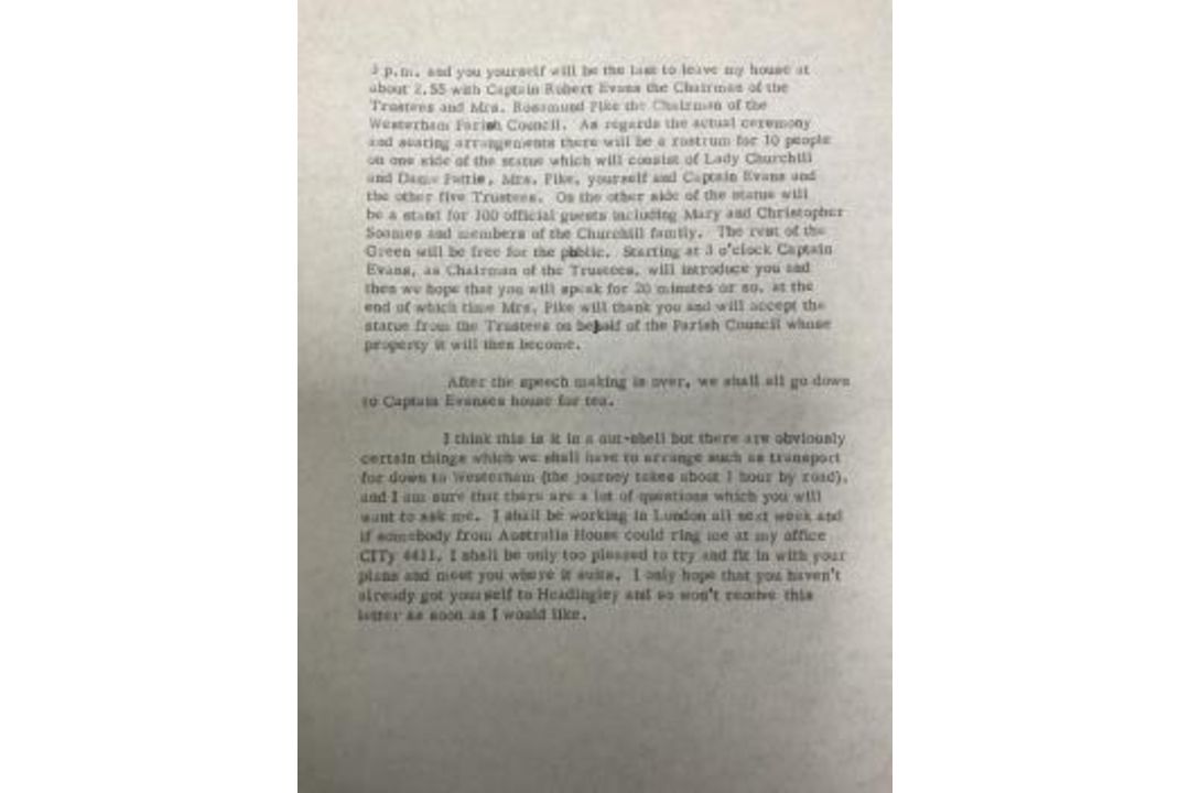 A collection of letters and other memorabilia regarding the unveiling of the Oscar Nemon (1906-1985) - Image 6 of 9