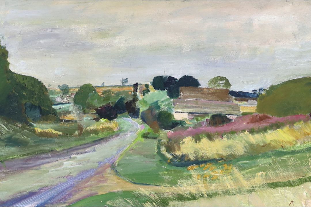 Alan Thornhill, impressionist oil on board, Sapperton, Gloucestershire, signed with monogram, 49 x - Image 1 of 3