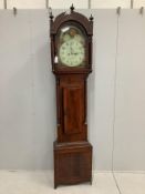 A Victorian mahogany eight day longcase clock with arched painted dial, height 223cm