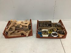 A quantity of assorted 19th century and later furniture hinges, cabinet handles, castors, locks,