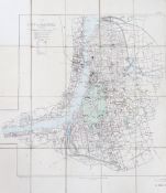 ° ° Plan of the City of Calcutta ... 3rd edition. coloured and folded on linen, opens to approx. 60x