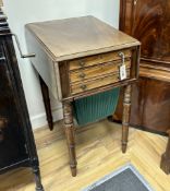 A Regency mahogany drop leaf work table, width 41cm, depth 52cm, height 75cm