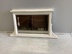 A late Victorian overmantel mirror, later painted, width 112cm, height 64cm