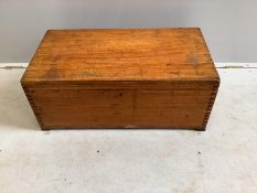 A small rectangular teak trunk, width 76cm, depth 40cm, height 31cm