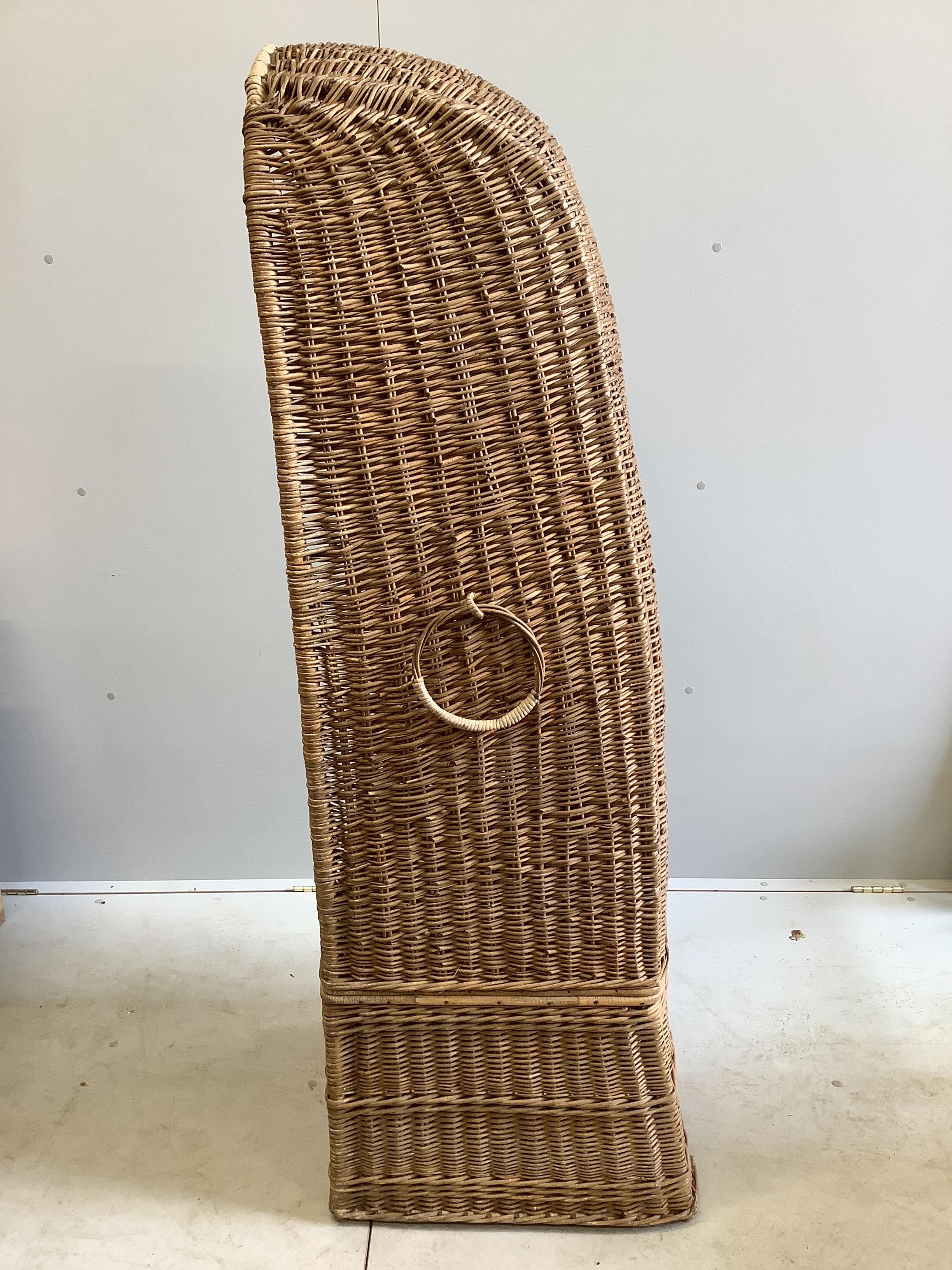 A vintage willow hall porter's chair, width 57cm, depth 49cm, height 158cm - Image 2 of 2