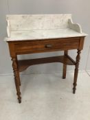 An early 20th century French marble top washstand, width 80cm, depth 40cm, height 95cm