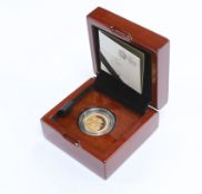 British gold coins - UK Royal Mint Piedfort proof gold sovereign, 2017, in case of issue,