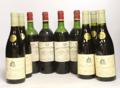 Four bottles of Chateau Corbin Michotte, St. Emilion, 1975 and five bottles of Beaune Toussaints 1er