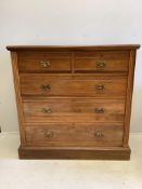 A late Victorian walnut chest, width 122cm, depth 52cm, height 124cm