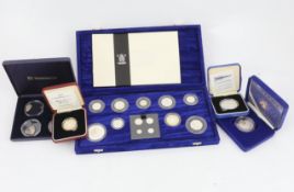 QEII Royal Mint proof coins – the United Kingdom millennium silver collection five pence to five