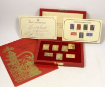 Hallmark Replicas Ltd. silver gilt Coronation issue stamp replicas, cased