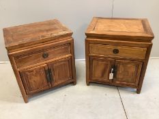 A pair of Chinese pine bedside cabinets, width 53cm, depth 43cm, height 60cm