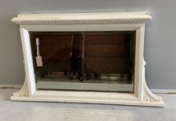 A late Victorian overmantel mirror, later painted, width 112cm, height 64cm