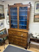 A Regency satinwood secretaire bookcase, width 118cm, depth 54cm, height 236cm
