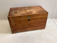 A 19th century brass mounted rectangular camphorwood trunk, width 96cm, depth 55cm, height 55cm