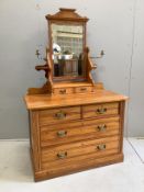 A late Victorian satin walnut dressing chest, width 106cm, depth 54cm, height 170cm