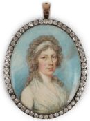 Y Attributed to N. Freese (British, active 1794-1814) Portrait miniature of a ladyoil on