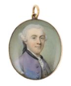 Y Jeremiah Meyer, R.A. (Anglo-German, 1735-1789) Portrait miniature of a gentlemanwatercolour on