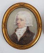 Y English School circa 1800 Portrait miniatures of John and Elizabeth Bromeoil on ivory (2)he