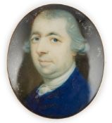Y Jeremiah Meyer, R.A. (Anglo-German, 1735-1789) Portrait miniature of a gentlemanoil on