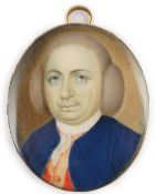 Y Jeremiah Meyer, R.A. (Anglo-German, 1735-1789) Portrait miniature of a gentlemanoil on