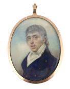 Y Attributed to William Wood (English, 1769-1810) Portrait miniature of a gentlemanwatercolour