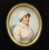 Y Frederick Buck (Irish, 1771-1840) Portrait miniature of a ladywatercolour on ivorywearing a