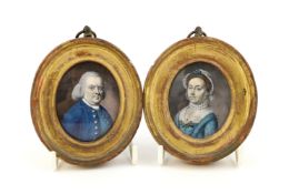 Y Continental School circa 1780 Portrait miniatures of a husband and wifewatercolour on ivory (2)