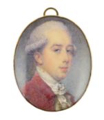 Y Jeremiah Meyer, R.A. (Anglo-German, 1735-1789) Portrait miniature of a gentlemanwatercolour on